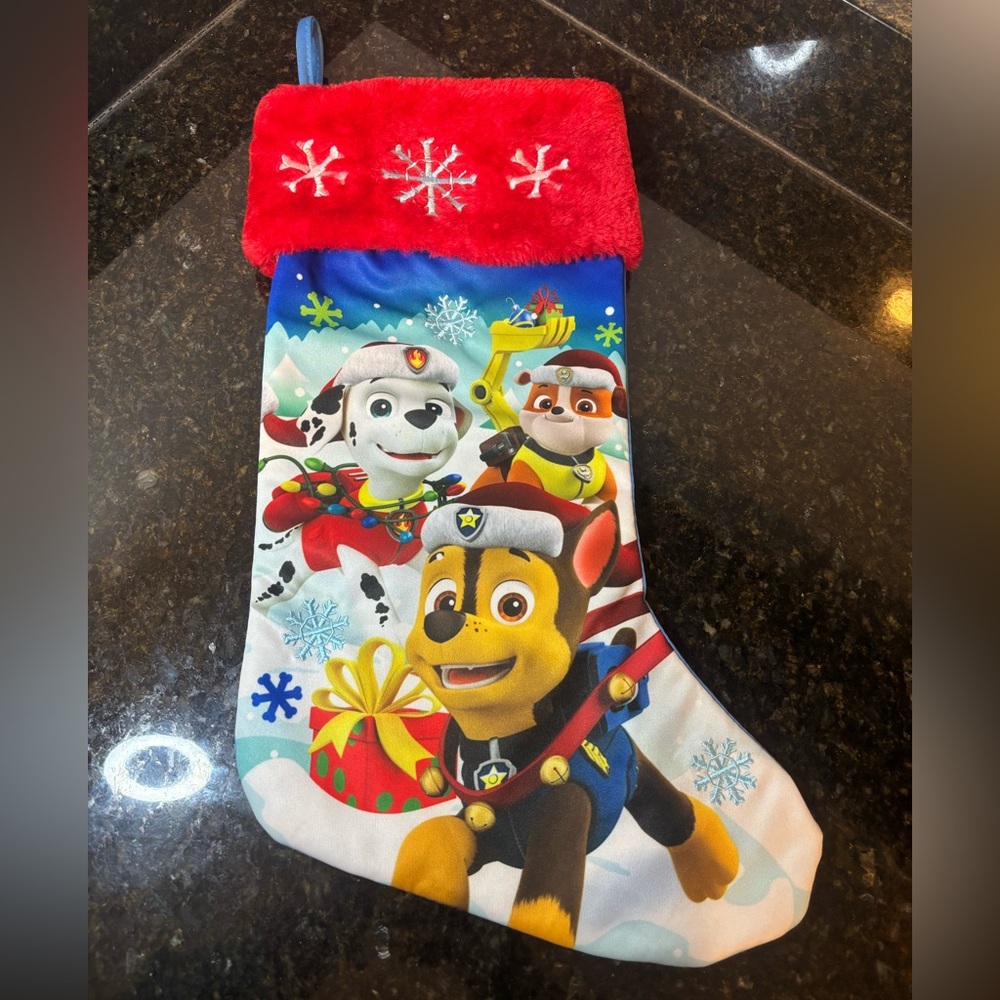 PAW PATROL Nickelodeon Red and White Plush Stocking